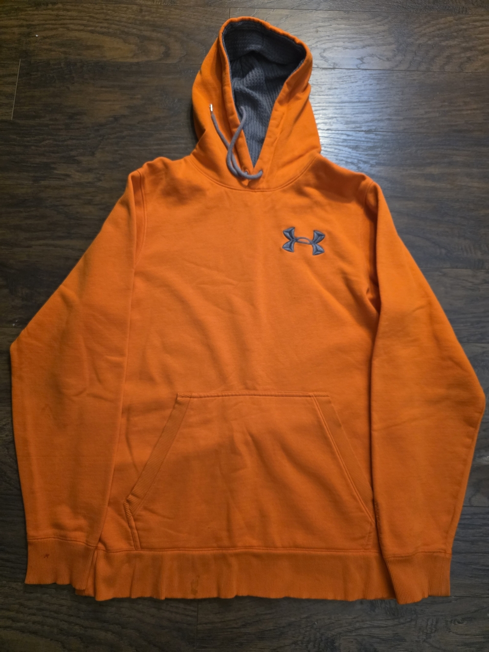 Under Armour Bright Orange Pullover Hoodie with Gray Lining